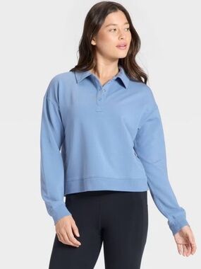 All In Motion Women's Modal French Terry Polo Sweatshirt - Slate Blue - XXL